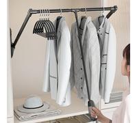BDSHGRDH Barra de Armario Extensible， Extendable Wardrobe Lift Pull Down Closet Rod, Aluminium Retractable Cabinet Rail Lifter Clothes Hanger Liftable Clothing Finishing Rack(6585cm)