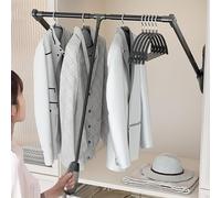 BDSHGRDH Barra de Armario Extensible， Extendable Wardrobe Lift Pull Down Closet Rod, Aluminium Retractable Cabinet Rail Lifter Clothes Hanger Liftable Clothing Finishing Rack(5165cm)