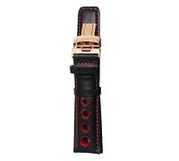 BDSHGRDH Correa de reloj， Correa de reloj cuero 20 mm con hebilla mariposa, color negro y naranja(20mm a Balck Red)