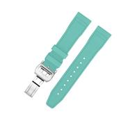 BDSHGRDH Correa de reloj， Correa de reloj Fluororubber liberación rápida resistente al agua for buceo(Cyan Silver,21mm)