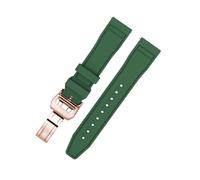 BDSHGRDH Correa de reloj， Correa de reloj Fluororubber liberación rápida resistente al agua for buceo(Green RoseGold,21mm)