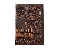BDSHGRDH Cuaderno， Diario A5 retro 3D Steampunk con efecto grabado de PU, impresión tren viaje, decoración, libro exquisito