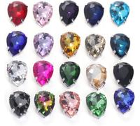BDSHGRDH Diamantes de imitación， 30pcs Glitter Drop Crystal Rhinestone Hand Sew On Glass Stones Ornament Diamond Beads for Dress DIY Crafts Claw Drill Accessories(Multi Colored,20x30mm30pcs)