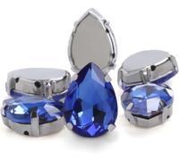 BDSHGRDH Diamantes de imitación， 30pcs Glitter Drop Crystal Rhinestone Hand Sew On Glass Stones Ornament Diamond Beads for Dress DIY Crafts Claw Drill Accessories(Blue,18x25mm 30pcs)