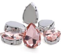 BDSHGRDH Diamantes de imitación， 30pcs Glitter Drop Crystal Rhinestone Hand Sew On Glass Stones Ornament Diamond Beads for Dress DIY Crafts Claw Drill Accessories(Pink,18x25mm 30pcs)