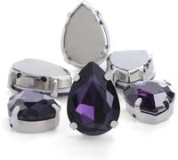 BDSHGRDH Diamantes de imitación， 30pcs Glitter Drop Crystal Rhinestone Hand Sew On Glass Stones Ornament Diamond Beads for Dress DIY Crafts Claw Drill Accessories(Purple,13x18mm 30pcs)