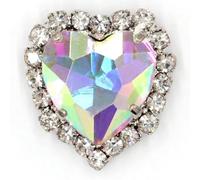 BDSHGRDH Diamantes de imitación， 50pcs Heart Shape Glass Rhinestones with Claw Sew On Crystal Stone Metal Base Buckle for Clothes Strass Diamond Sewn Rhinestones(AB Color,8mm)