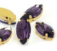 BDSHGRDH Diamantes de imitación， Horse Eye/Leaf Shape Glass Rhinestones with Claw Sew On Crystal Stone Strass Diamond for Clothes Sewing Accessories(Purple,7X15mm 50pcs)
