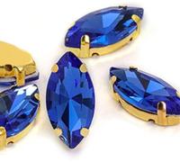 BDSHGRDH Diamantes de imitación， Horse Eye/Leaf Shape Glass Rhinestones with Claw Sew On Crystal Stone Strass Diamond for Clothes Sewing Accessories(Blue,6X12mm 50pcs)