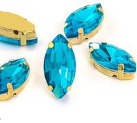 BDSHGRDH Diamantes de imitación， Horse Eye/Leaf Shape Glass Rhinestones with Claw Sew On Crystal Stone Strass Diamond for Clothes Sewing Accessories(Sky Blue,6X12mm 50pcs)