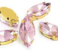 BDSHGRDH Diamantes de imitación， Horse Eye/Leaf Shape Glass Rhinestones with Claw Sew On Crystal Stone Strass Diamond for Clothes Sewing Accessories(Pink,6X12mm 50pcs)