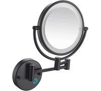 BDSHGRDH Espejo， LED Makeup Mirror with Lights and 10x Magnification Vanity Mirror Wall Mounted Round Double Sided Vanity Magnifying,Black,Hard Wired