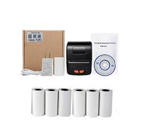 BDSHGRDH Impresora fotográfica， Mini Impresora portátil inalámbrica de Recibos, 58 mm, sin Tinta, USB, Bluetooth, ESC/POS, Windows, Android, PC, factura, térmica(WH Add 10Rolls)