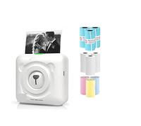 BDSHGRDH Impresora fotográfica， Mini impresoras de Bolsillo con Bluetooth(White Printer Add 9Rolls)