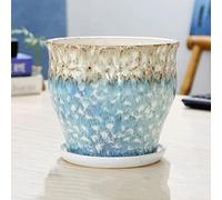 BDSHGRDH macetas， Maceta de cerámica Creativa en Serie for decoración Familiar, Maceta de cerámica con Bandeja, Maceta for Cactus, Maceta for decoración de casa o Patio.(20cm*19.5cm)