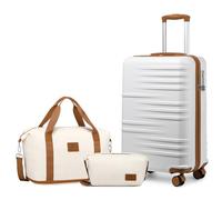 BDSHGRDH Maleta de Viaje， Cabin Suitcase Lightweight PC Carry On Luggage Suitcase Hard Shell Hand Luggage with 4 Spinner Wheels, 3 Digit Combination Lock(White,20In Luggage Set)