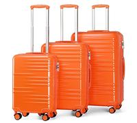 BDSHGRDH Maleta de Viaje， Cabin Suitcase Lightweight PC Carry On Luggage Suitcase Hard Shell Hand Luggage with 4 Spinner Wheels, 3 Digit Combination Lock(Orange,3Pcs Set)