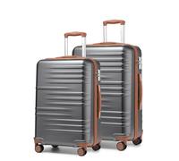 BDSHGRDH Maleta de Viaje, Cabin Suitcase Lightweight PC Carry On Luggage Suitcase Hard Shell Hand Luggage with 4 Spinner Wheels, 3 Digit Combination Lock(Grey Brown,24"+28")