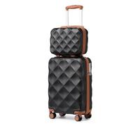 BDSHGRDH Maleta de Viaje， Small Cabin Suitcase Hard Shell Carry On Hand Luggage Suitcase with 4 Wheels Spinner and TSA Lock(Black/Brown,Set of 2)