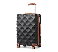 BDSHGRDH Maleta de Viaje， Small Cabin Suitcase Hard Shell Carry On Hand Luggage Suitcase with 4 Wheels Spinner and TSA Lock(Black/Brown,28")