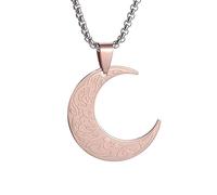 BDSHGRDH pendentifs pour Femmes， Collar con Colgante de Luna Religiosa árabe for Mujer, Mensajero de Dios, joyería Musulmana islámica de Acero Inoxidable(Rose Gold)