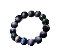 BDSHGRDH Pulsera Brazalete Cristal Natural Genuino Obsidiana Hielo Zorro for Mujeres Hombres Ojo de Arcoiris Obsidiana