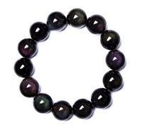 BDSHGRDH Pulsera de obsidiana for hombre y mujer, brazalete de piedra Yao negra con ojo de arcoíris