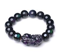 BDSHGRDH Pulsera de obsidiana PiXiu for hombre y mujer, brazalete de ojo de arcoíris natural