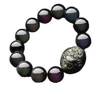 BDSHGRDH Pulsera PiXiu de obsidiana natural con ojo de arcoíris