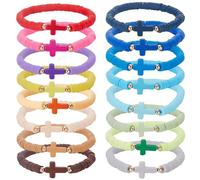 BDSHGRDH pulseras de cuentas， Juego de 16 piezas surf Heishi arcilla apilable y elástica con capas cruzadas, estilo bohemio colorido
