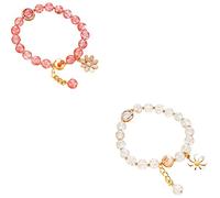 BDSHGRDH pulseras de cuentas， Juego de 5 dijes flores colores hechos a mano con margaritas cristal