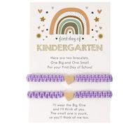 BDSHGRDH pulseras de cuentas， Primer día de clases Regreso a Pre-K Corazón a juego Deseo ajustable(Purple)