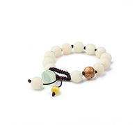 BDSHGRDH pulseras de cuentas， Pulsera Bodhi de jade blanco natural, accesorio oración Wenwan for hombres y mujeres con un solo anillo