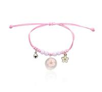 BDSHGRDH pulseras de cuentas， Pulsera de flores secas con cuentas redondas vidrio, hecha a mano, ajustable, trenzada prensadas en seco(Pink)