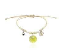 BDSHGRDH pulseras de cuentas， Pulsera de flores secas con cuentas redondas vidrio, hecha a mano, ajustable, trenzada prensadas en seco(Yellow)