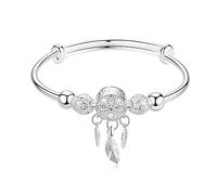 BDSHGRDH Pulseras para Mujer， Brazalete Ajustable atrapasueños a la Moda for Mujer, Pulsera de Amistad, joyería Plata for, Regalos cumpleaños for Hermanas y Amigas