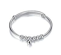 BDSHGRDH Pulseras para Mujer， Brazalete Ajustable for Mujer, Pulsera de Cuentas Plata Pulida a Mano, joyería for, Regalos cumpleaños for Hermanas, Amigas, Parejas M