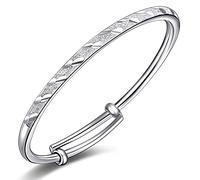 BDSHGRDH Pulseras para Mujer， Brazalete Ajustable Mate Vintage for Mujer, Pulsera Tallada, joyería de Plata for, Regalos cumpleaños for Hermanas, Amigas y Parejas