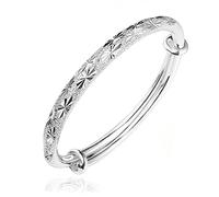 BDSHGRDH Pulseras para Mujer， Brazalete Ajustable Tallado de Gypsophila China for Mujer, Pulsera la Amistad, joyería Plata for, Regalos cumpleaños for Hermanas y Amigas