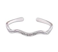 BDSHGRDH Pulseras para Mujer， Brazalete Chino Vintage Ondulado con diseño de pez Tallado, Pulsera la Amistad, joyería Plata for Mujer, Regalos cumpleaños for Hermanas y Amigas