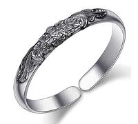 BDSHGRDH Pulseras para Mujer， Brazalete de Flor Tallada a Mano Vintage, Pulsera China, joyería Plata for Mujer, Regalos cumpleaños for Hermanas, Amigas y Parejas