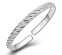 BDSHGRDH Pulseras para Mujer， Brazalete de Sarga Mate Tallado a Mano, Pulsera clásica, joyería Plata for Mujer, Regalos cumpleaños for Hermanas, Amigas y Parejas