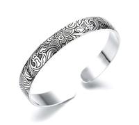 BDSHGRDH Pulseras para Mujer， Brazalete Vintage con Flor de Loto, joyería Plata Ley, Regalos cumpleaños for Hermanas, Amigas y Parejas