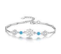BDSHGRDH Pulseras para Mujer， Exquisita Pulsera de Copo Nieve Tallada a Mano, Moda, joyería Plata for Hermanas, Amigas y Parejas
