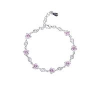 BDSHGRDH Pulseras para Mujer， Pulsera de Flor Rosa Moda, joyería clásica Plata Ley for Hermanas, Amigas y Parejas