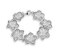 BDSHGRDH Pulseras para Mujer， Pulsera de Flores Huecas Tallada a Mano, joyería Plata Ley for Hermanas, Amigas y Parejas