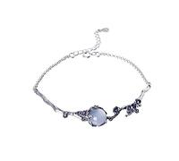 BDSHGRDH Pulseras para Mujer， Pulsera de Plata Tallada a Mano con diseño Ciruela y Jaspe en Mosaico, joyería for Mujer, Regalos for Hermanas, Amigas, Parejas Mo