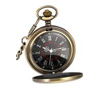 BDSHGRDH Reloj de Bolsillo， Antiguo Liso con Cadena de Acero(Bronze)