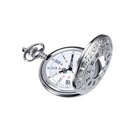 BDSHGRDH Reloj de Bolsillo， Números Romanos Clásicos Plata con Cadena(White)