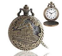 BDSHGRDH Reloj de Bolsillo， Reloj de Bolsillo 3D Steam Train Cuarzo esculpido clásico con Cadena Corta for Hombres y Mujeres, Regalo Cumpleaños Aniversario Día Navidad Padres
